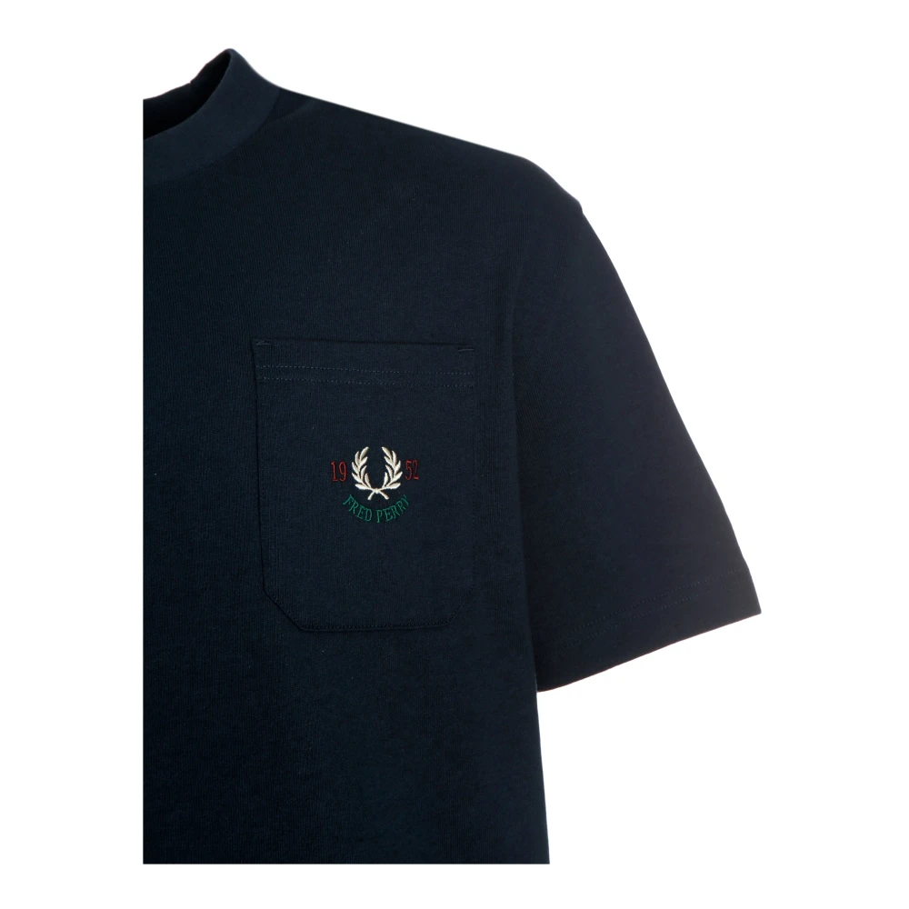 Fred Perry Casual T-shirt met logostiksels Blue Heren
