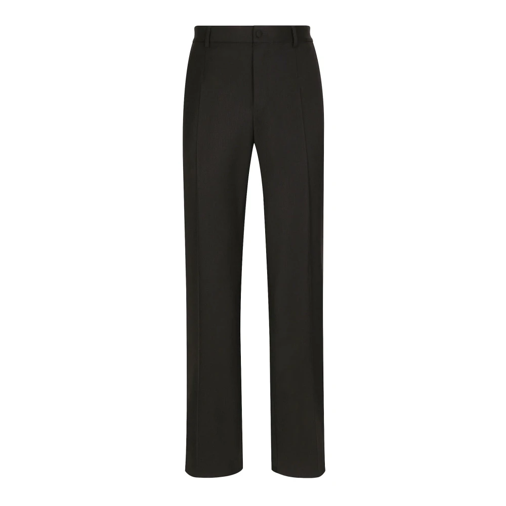 Dolce & Gabbana Men's Black Stretch Wool Straight Trousers Extra Large