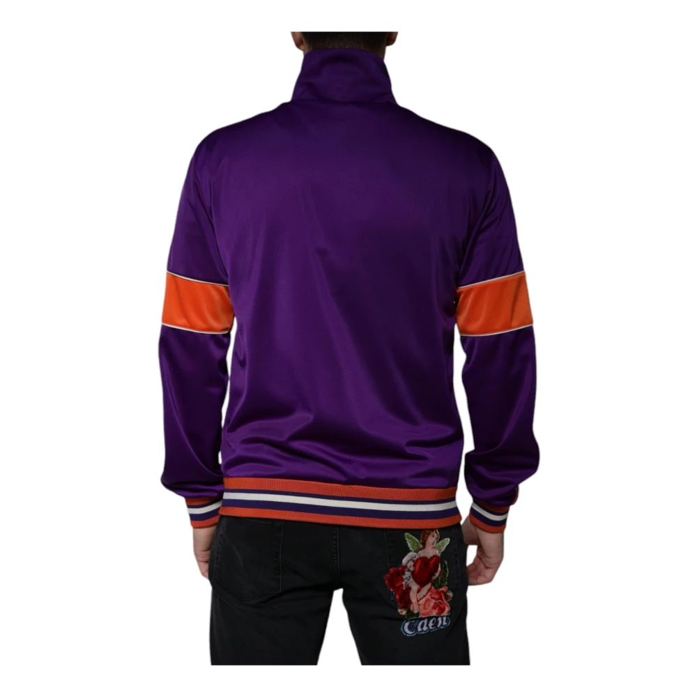 Dolce & Gabbana Paarse Sweater met Volledige Rits en Logo Purple Heren