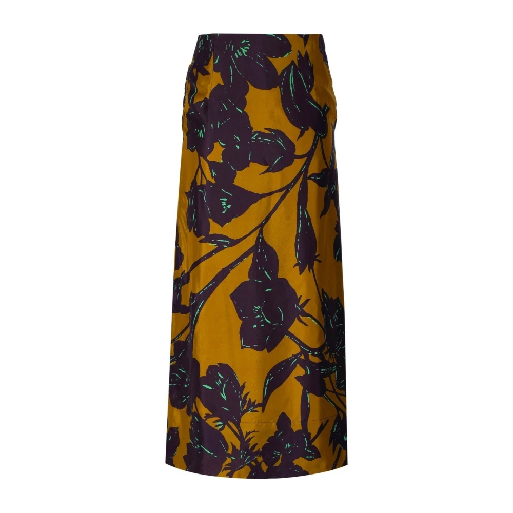 Essentiel Antwerp Bronzen Bloemen Gedrapeerde Zijden Rok Multicolor Dames