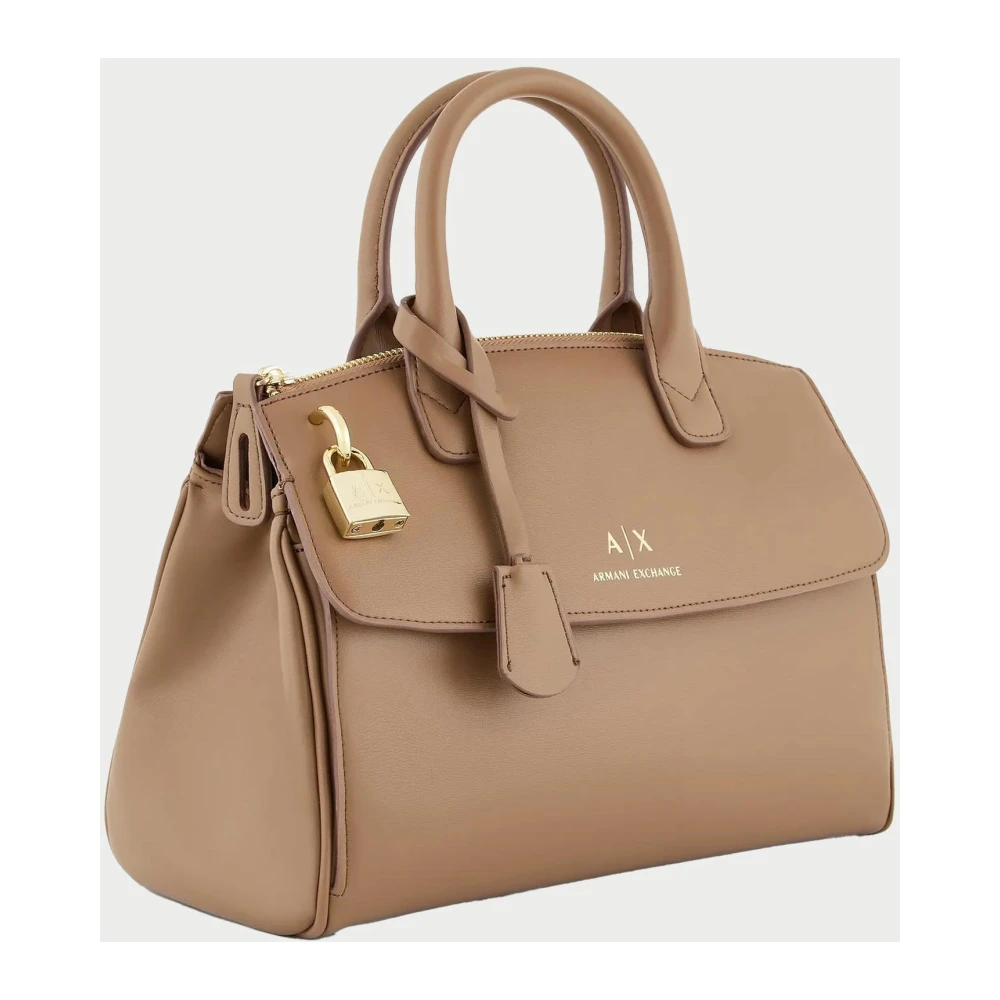 Armani Exchange Beige Tote Tas met Metalen Details Beige Dames