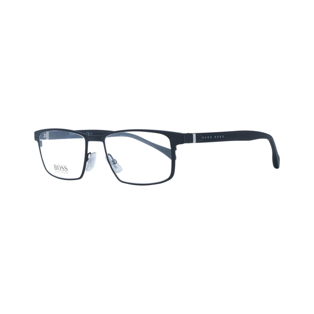 Hugo Boss Zwarte Metalen Rechthoekige Optische Monturen Black Heren