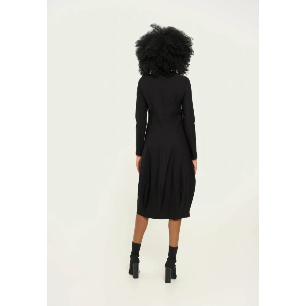 Vicario Cinque Lange Viscosejurk met rits en zakken Black Dames