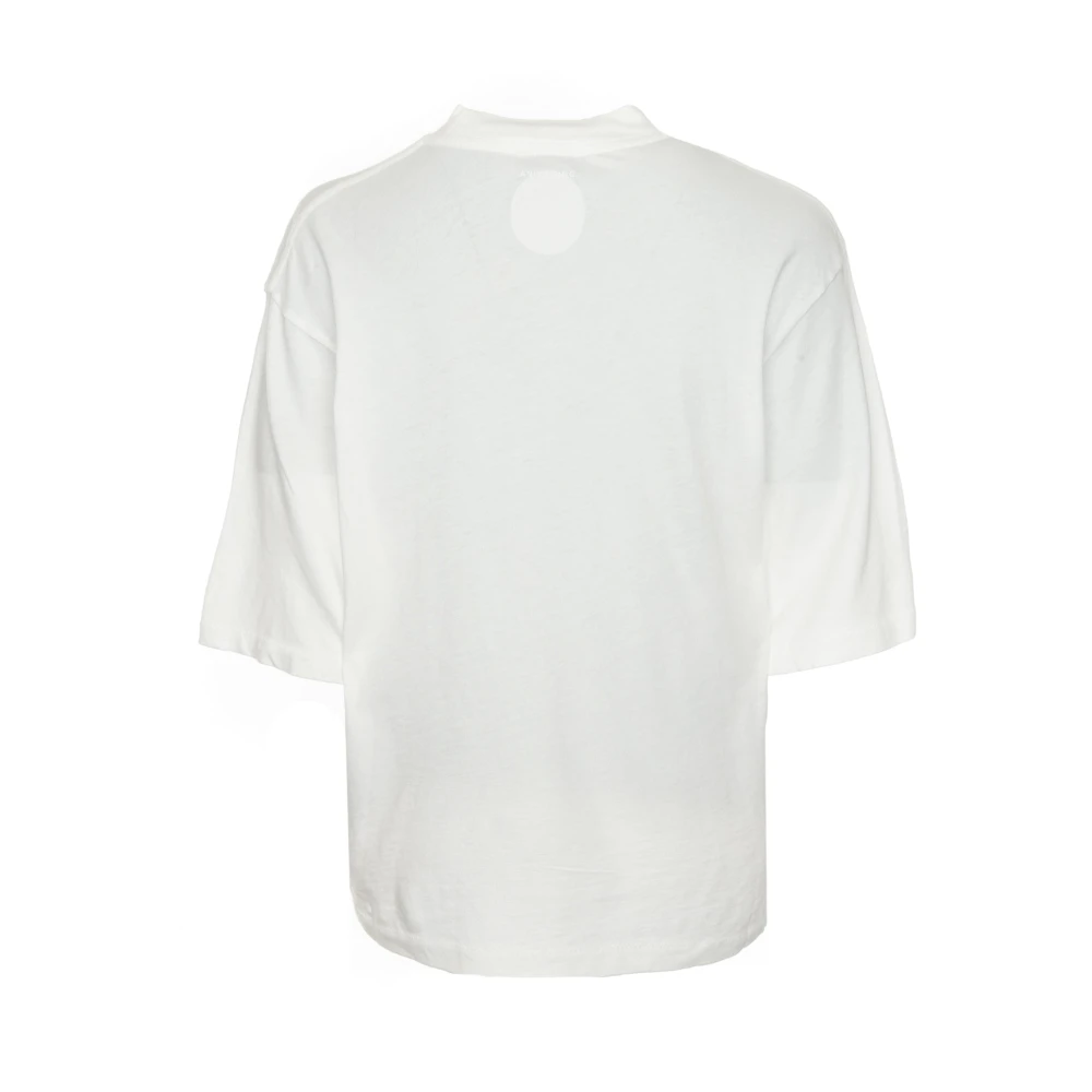 Anine Bing Oversized T-shirt met Smiley Print White Dames