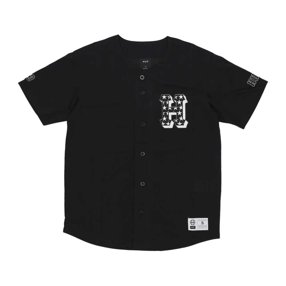 HUF Zwarte Baseball Jas Met Knopen Black Heren