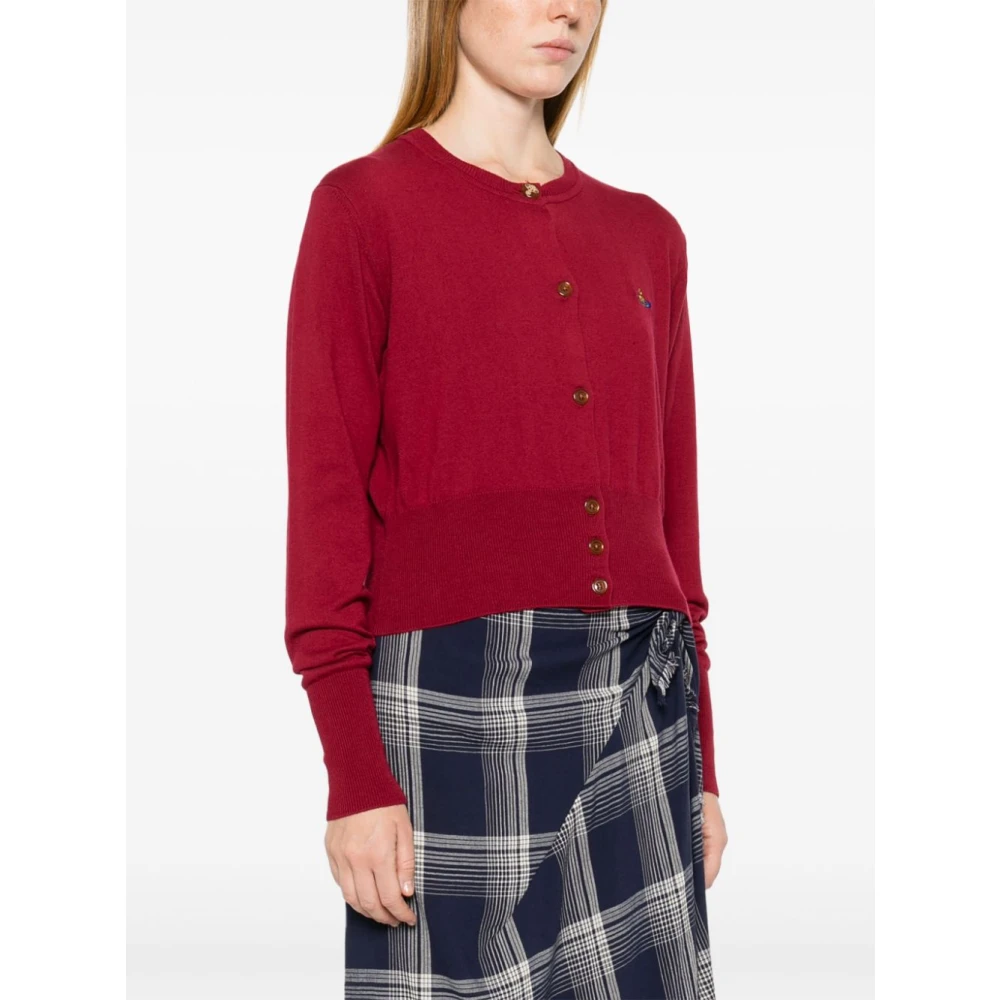 Vivienne Westwood Bordeaux Gebreide Trui met Orb Logo Red Dames