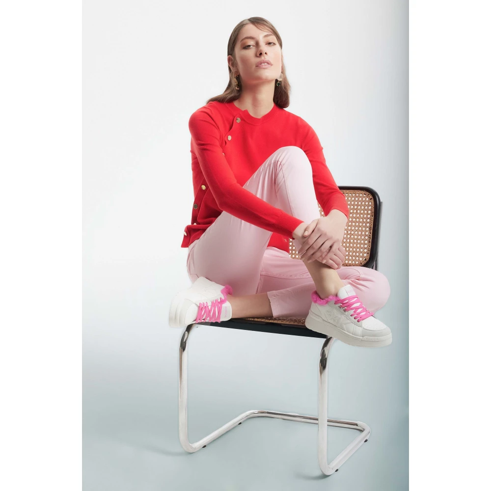 Kocca Zijdelings Geknoopte Viscose Trui Red Dames
