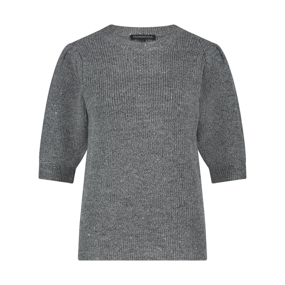 Tramontana Paillet Korte Mouw Jumper Gray Dames