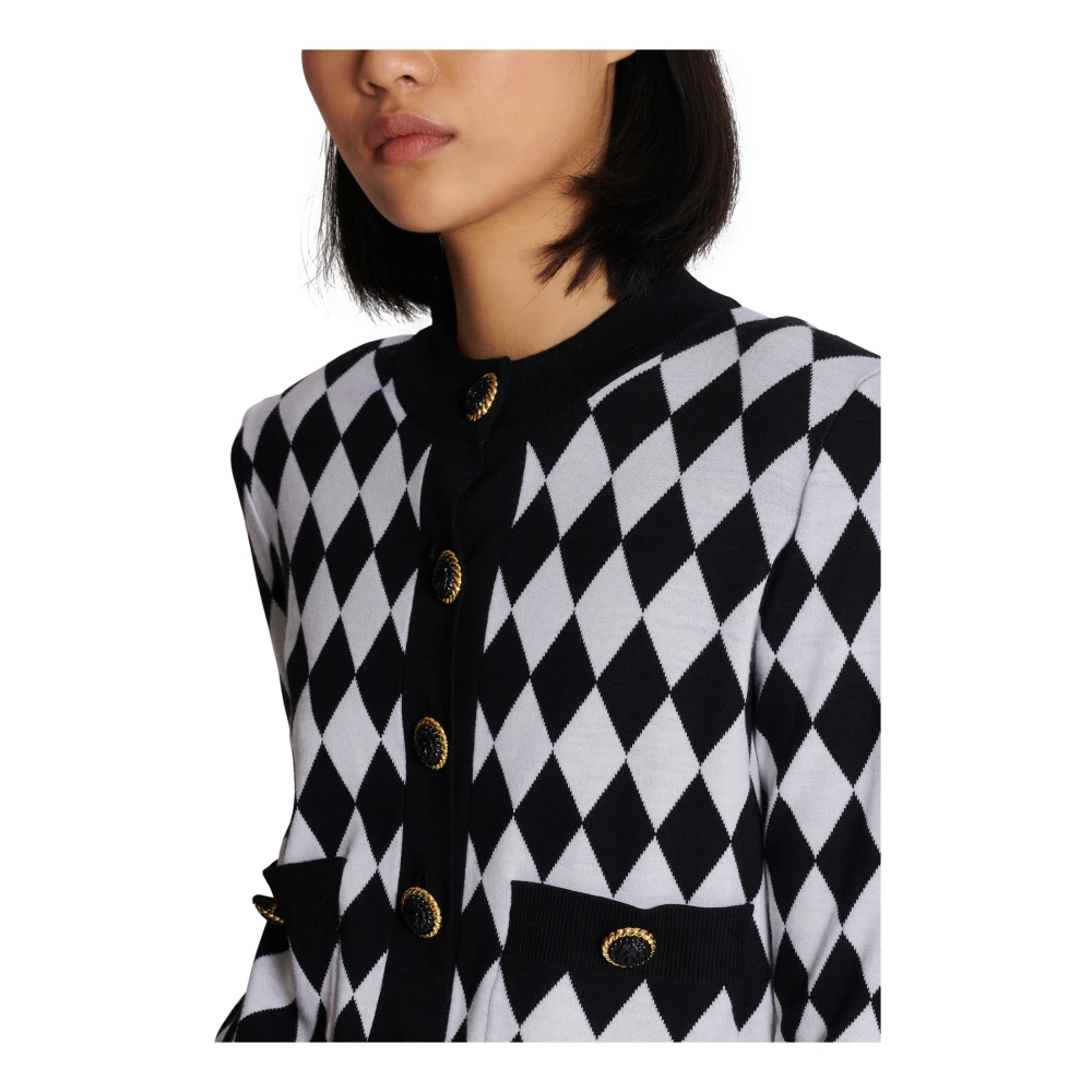 Balmain Diamantgebreide vest Black Dames