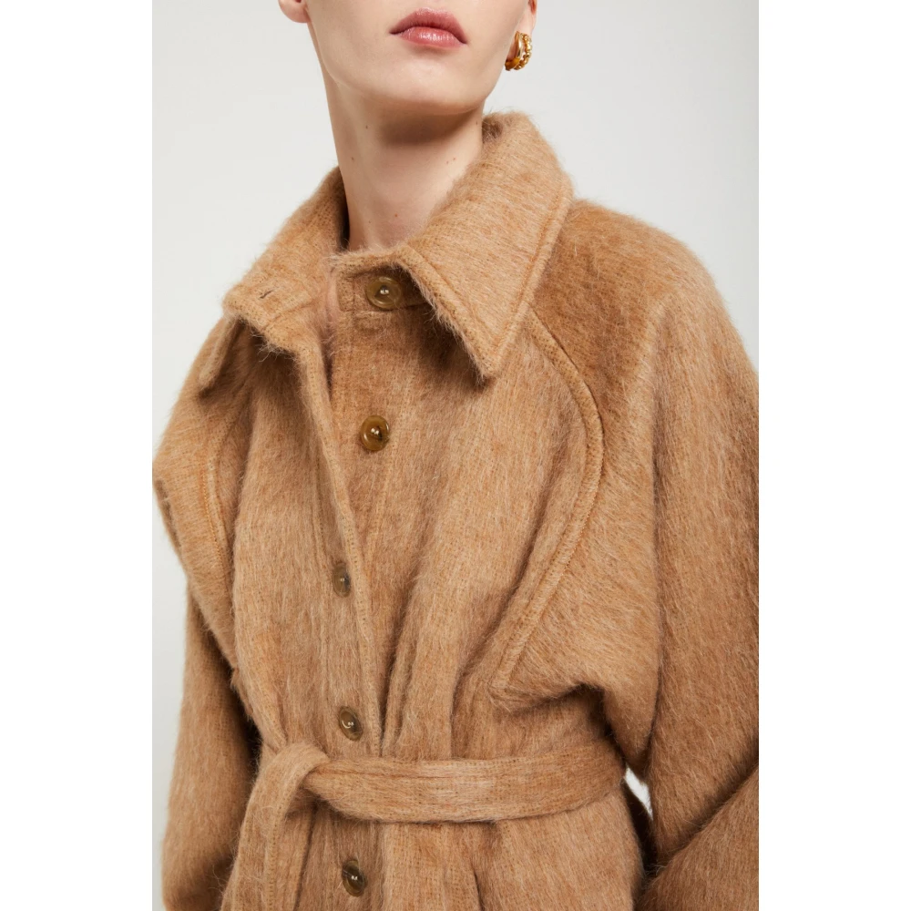 Ottod'Ame Luxe wollen jas met riem Brown Dames
