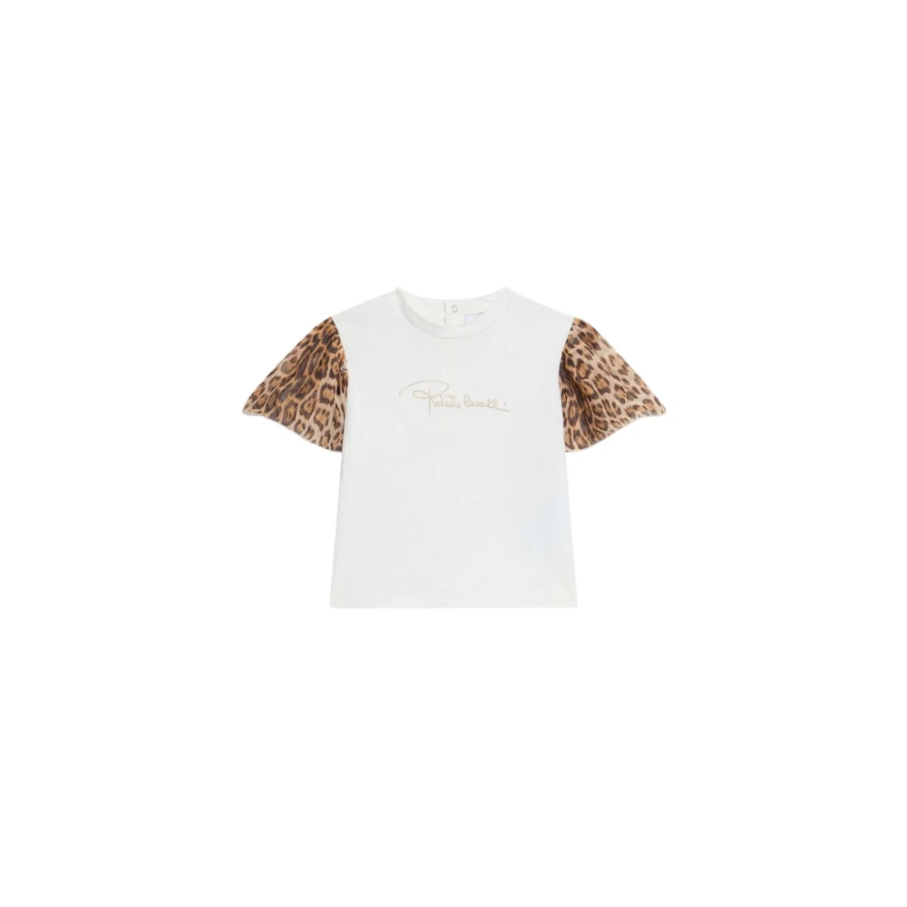 Roberto Cavalli Women's White Leopard Sleeve Tee