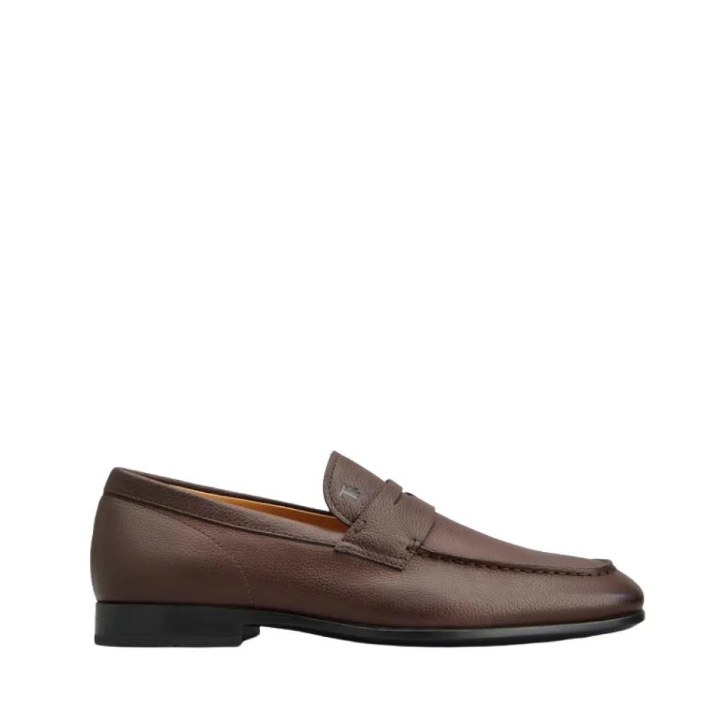 Tod's Men's Brown Leather Moccasin Shoes With Rubber Sole