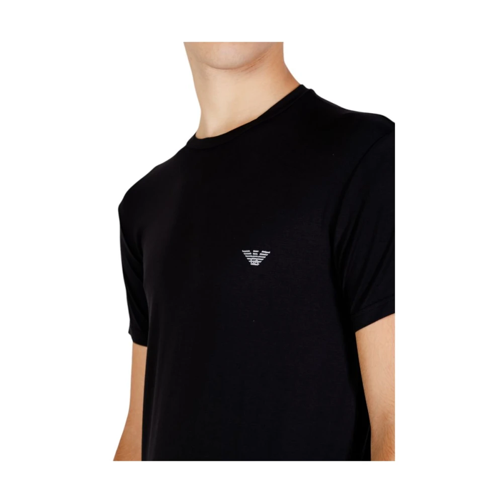 Emporio Armani Zwart Modal T-shirt Herfst Winter Collectie Black Heren