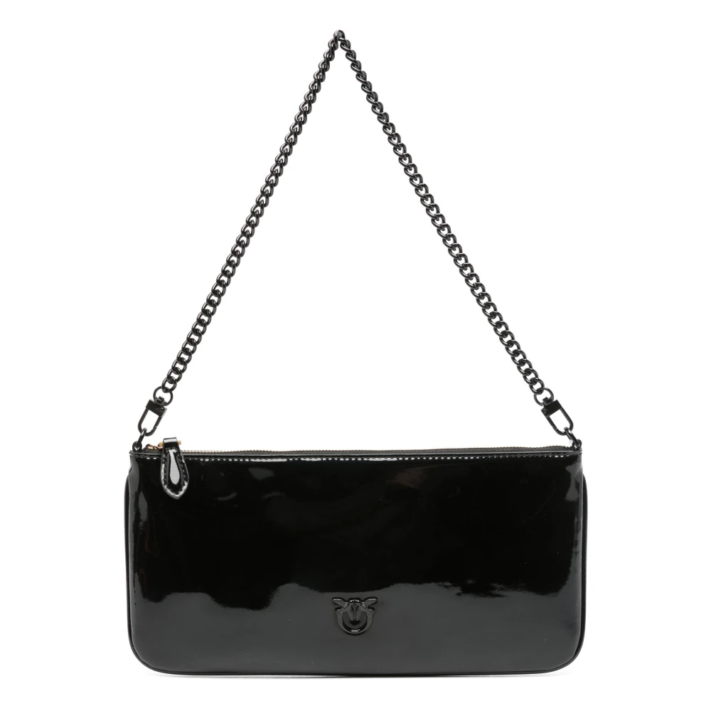 Pinko Zwarte schoudertas in lakleer Black Dames