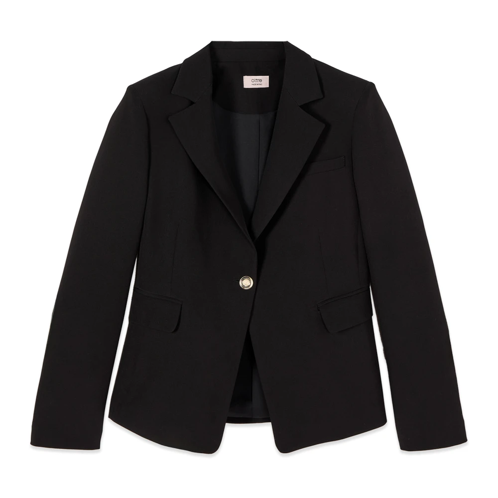 Oltre Vrouw Zwart Jassen Dames, S, Leer, Getailleerde Blazer Van Technische Stof