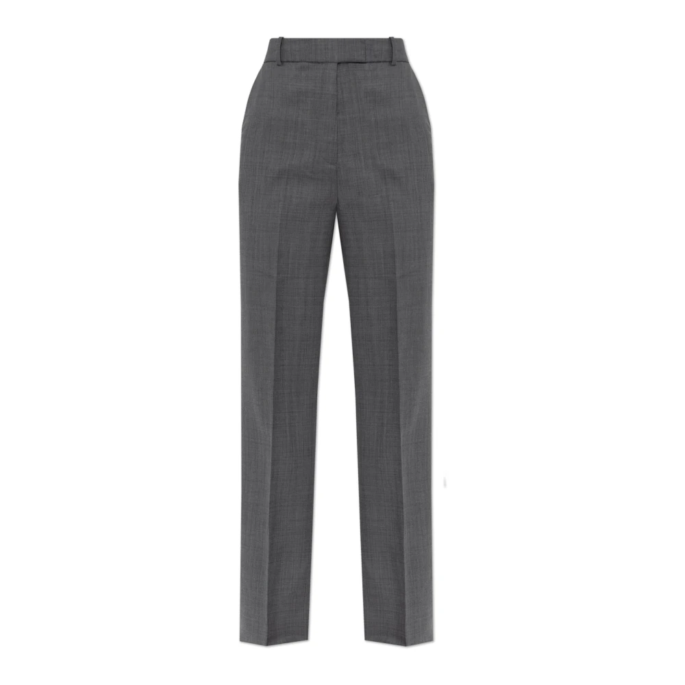 Ganni Women's Gray Wide Trousers, M, Creased Trousers