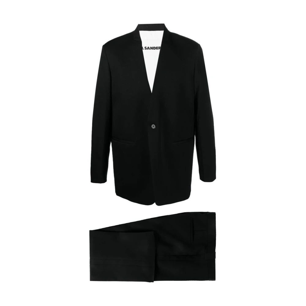 Jil Sander Zwart wol-katoenen jas en broek Black Heren