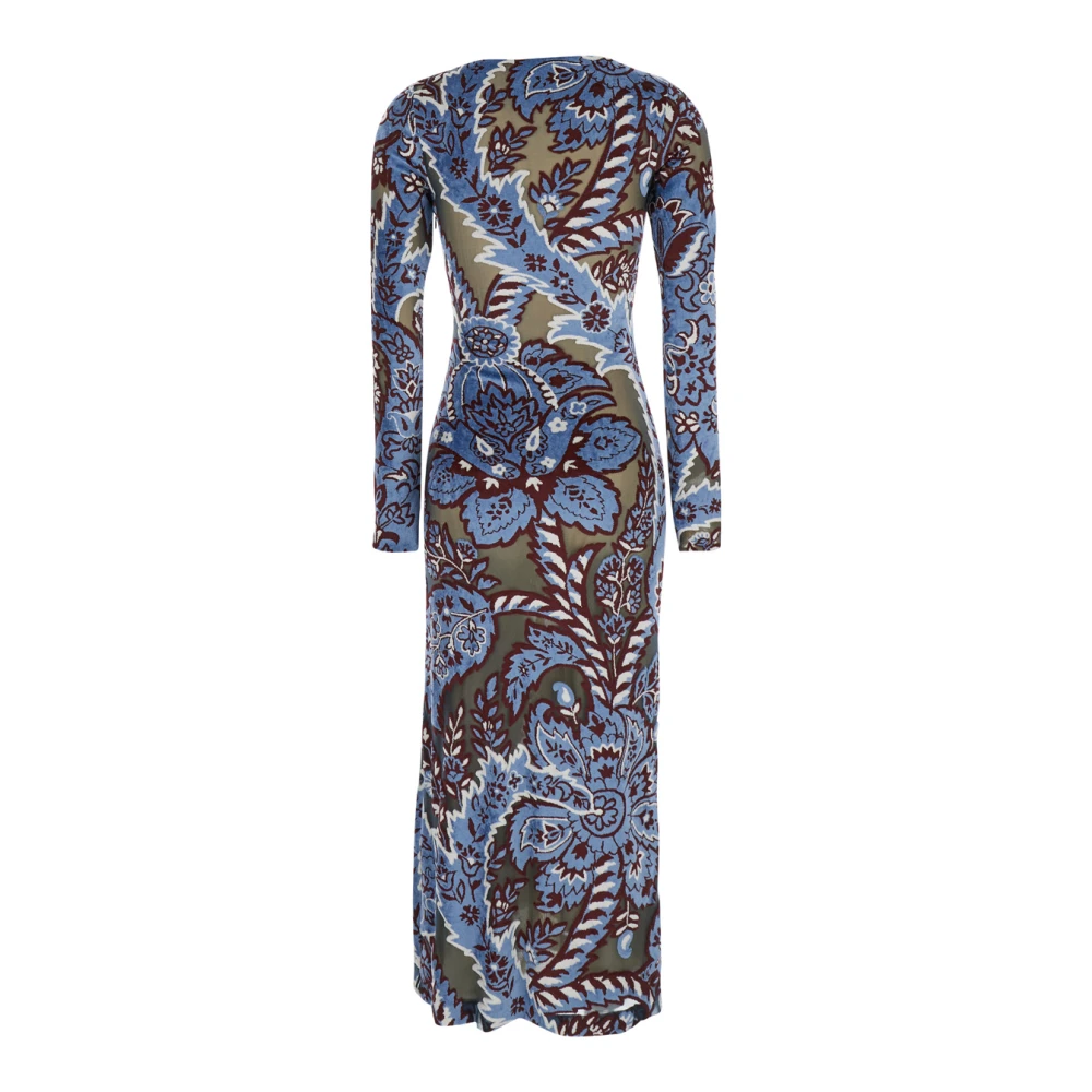 ETRO Multicolor Paisley Print Lange Mouw Jurk Multicolor Dames
