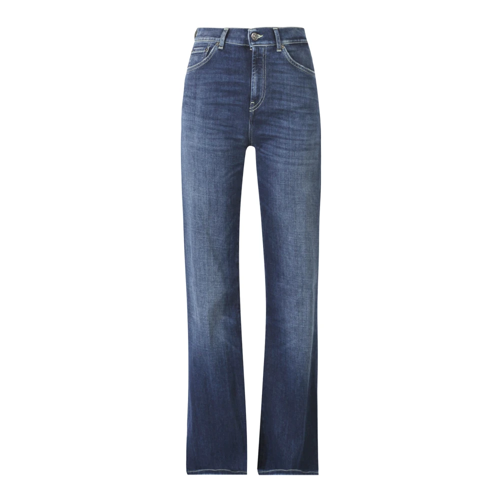 Dondup Straight Leg Jeans met riemlussen Blue Dames