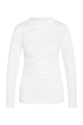 Draperad Blus Topp Snövit