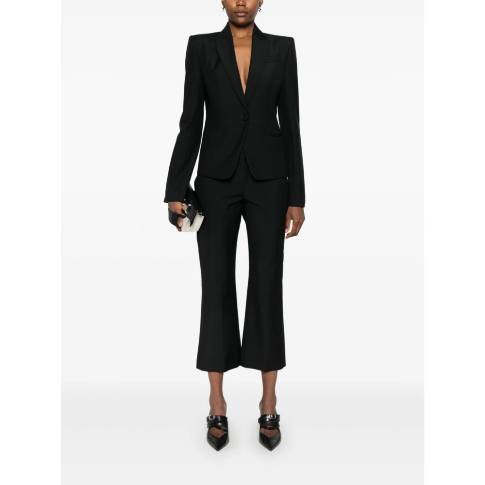 alexander mcqueen Zwarte Sweater met Peak Revers Black Dames