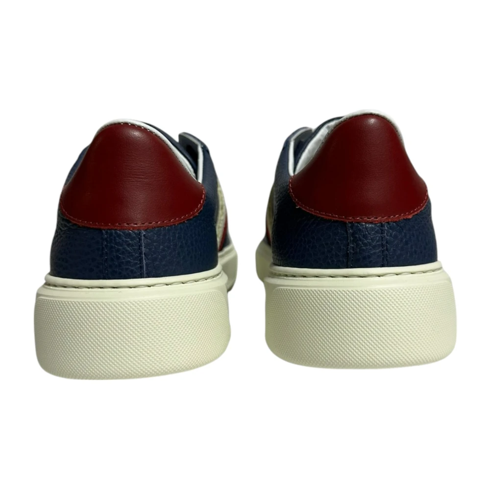 Stokton Blauwe Leren Sneakers met Elastische Zijkant Blue Heren