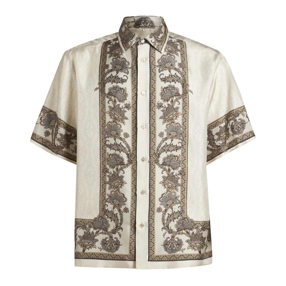 ETRO Luxe Ivory Zijden Bowling Shirt Multicolor Heren