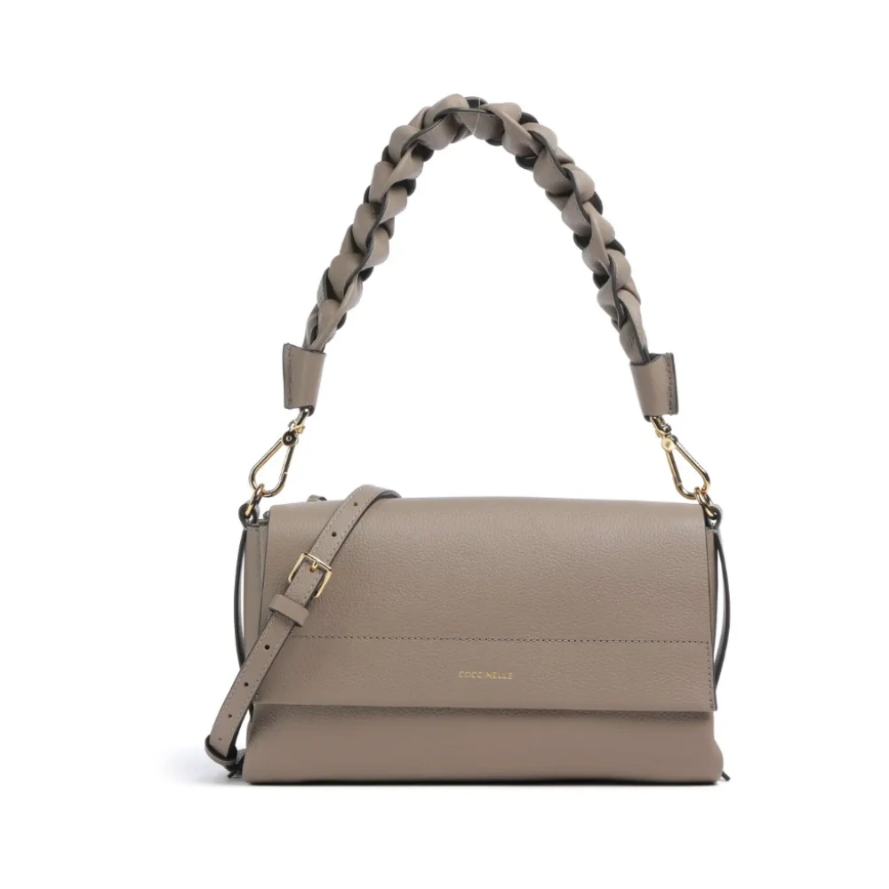COCCINELLE Boheme Grana Double Shoulder Bag Warm Taupe / Rosette - Image 2