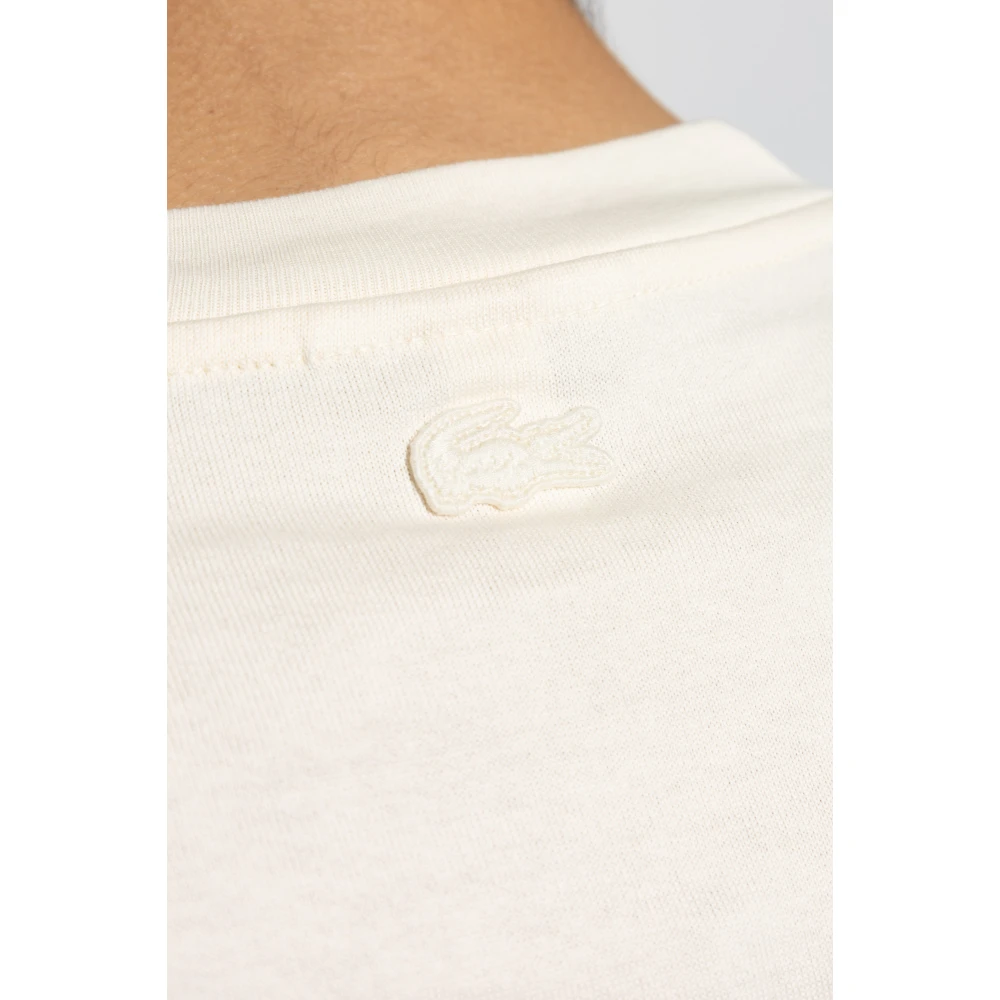 Lacoste T-shirt met geborduurd logo Beige Heren