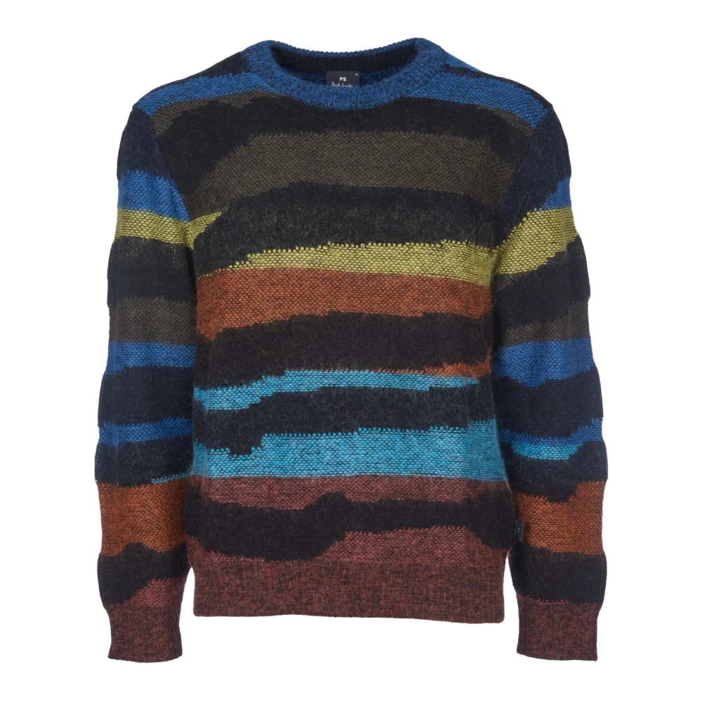 PS By Paul Smith Abstract Gestreepte Zwarte Gebreide Trui Multicolor Heren