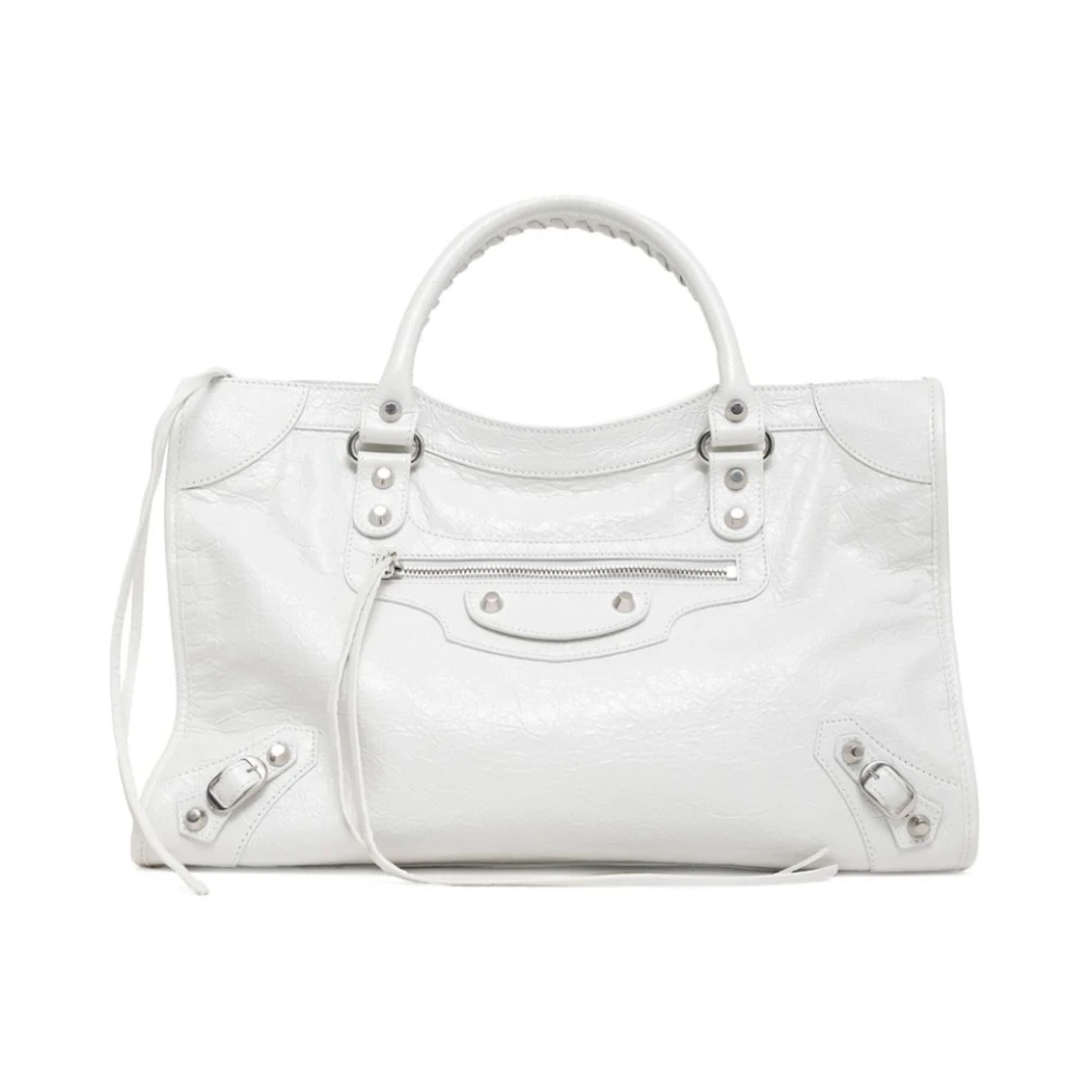 Balenciaga Witte Leren Tote Tas White Dames
