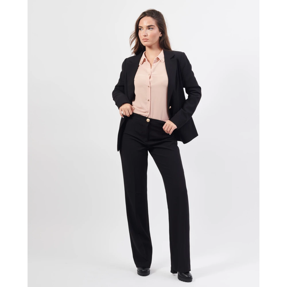 YES ZEE Zwarte enkelborst viscose jas Black Dames