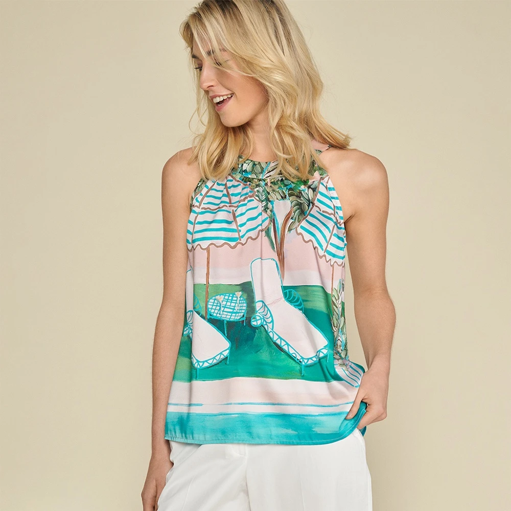 Marie Méro Zomer Haltertop met Frisse Print Multicolor Dames