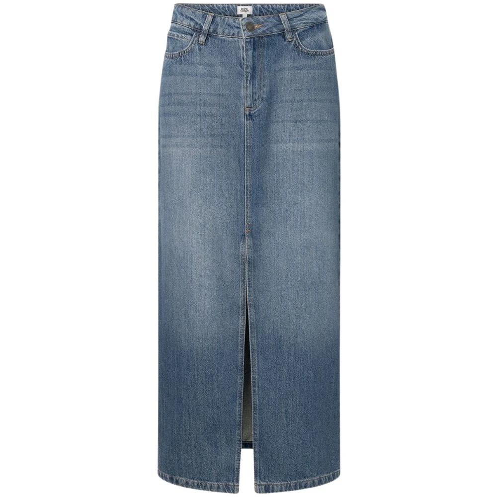 Denim Midi Skjørt i Blå