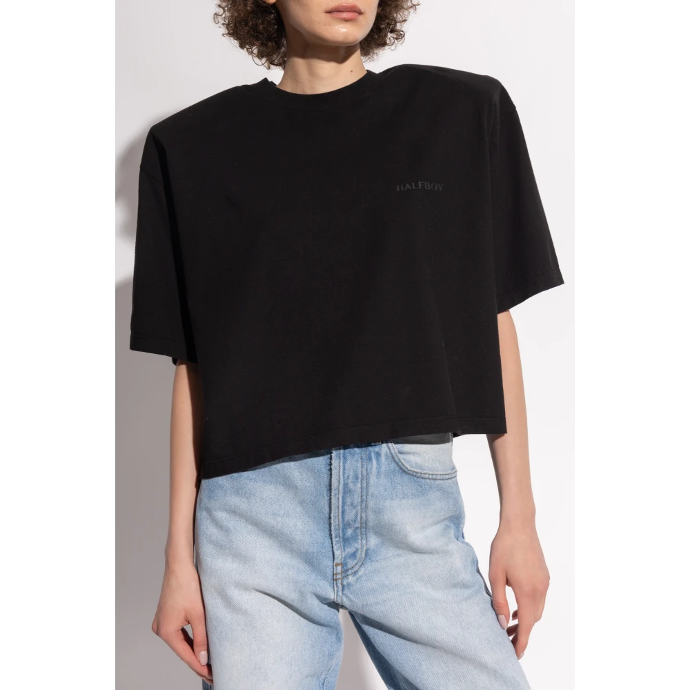 Halfboy T-shirt met pads Black Dames