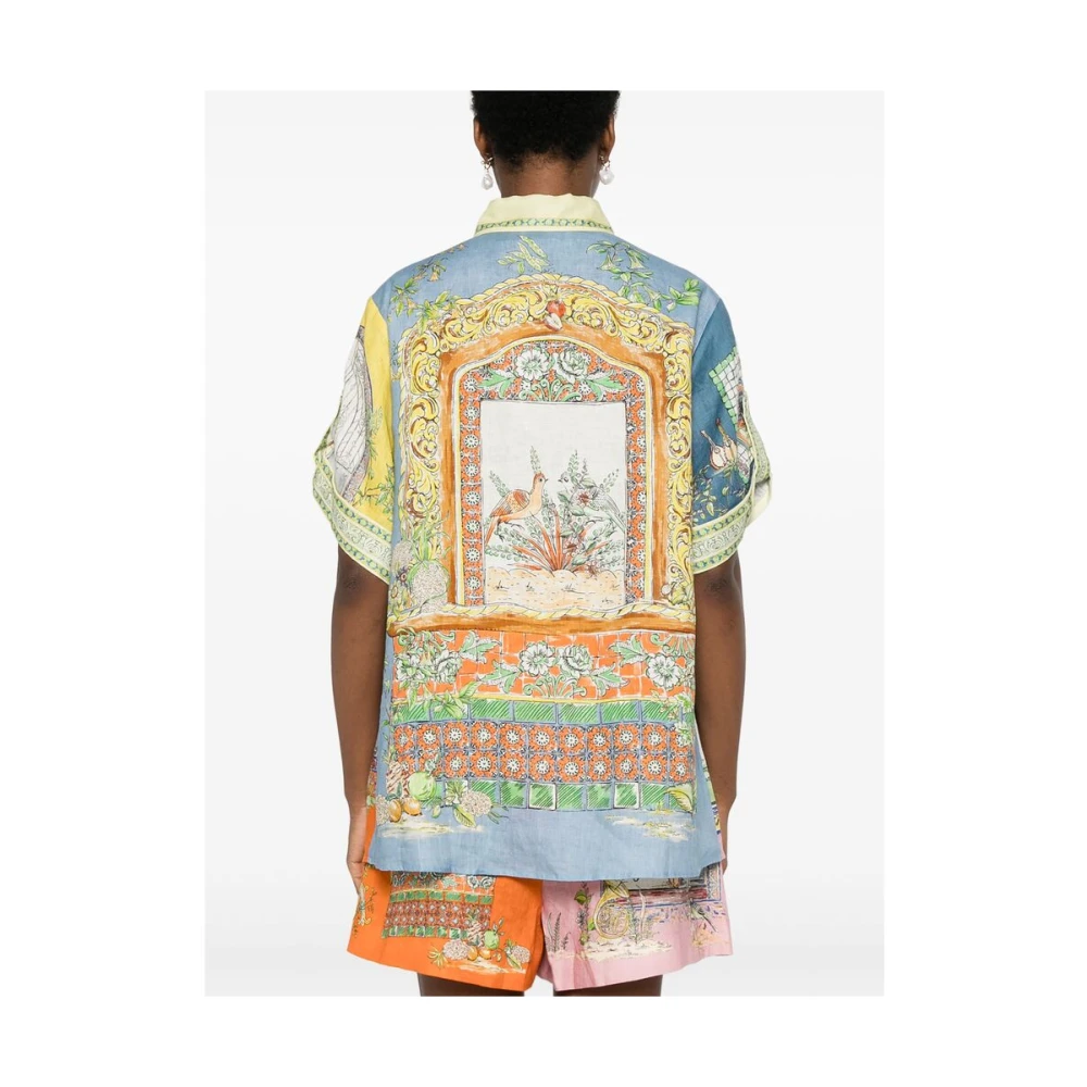 Alemais Tangerine Linnen Kleurblok Overhemd Multicolor Dames