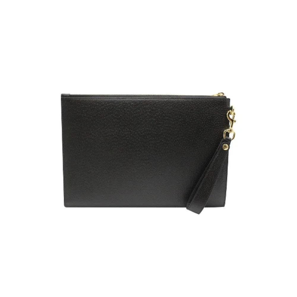 Gucci Vintage Pre-owned Leather clutches Black Dames