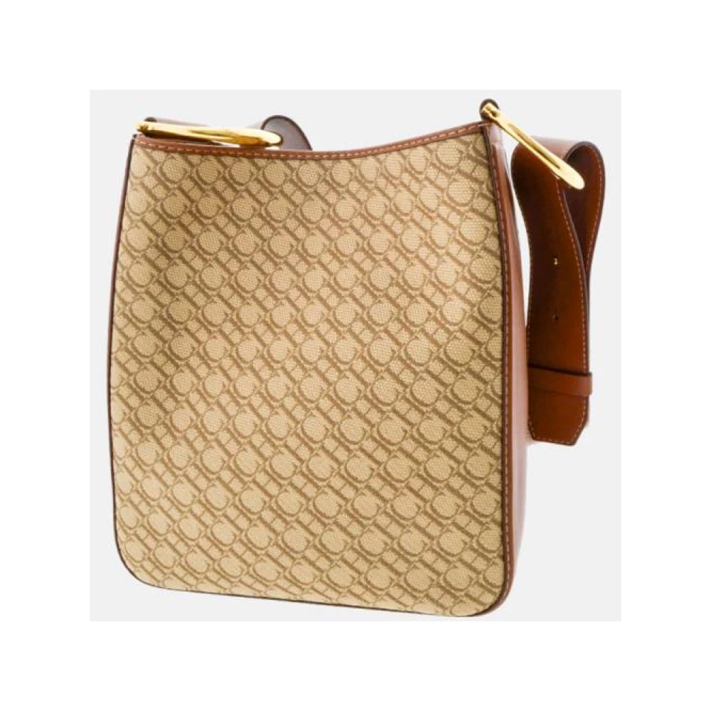 Carolina Herrera Hobo tas van canvas en leer met Insignia zegel Brown Dames