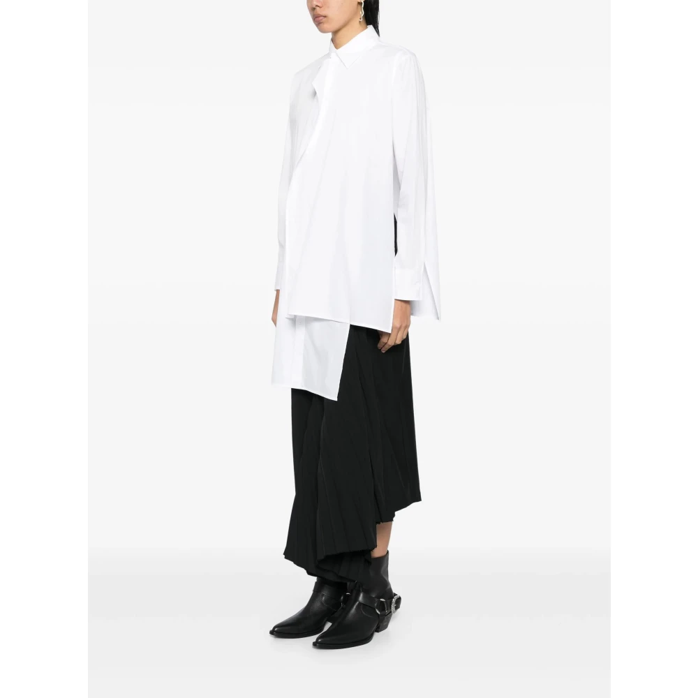 Yohji Yamamoto Witte Frontknoop Blouse White Dames