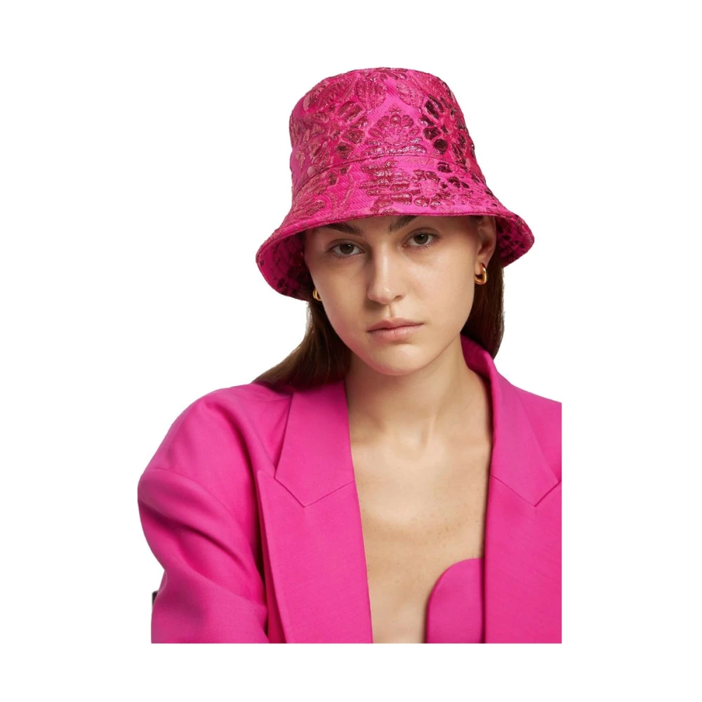 Valentino Garavani Fuchsia Bloemen Jacquard Polyester Hoed Pink Dames
