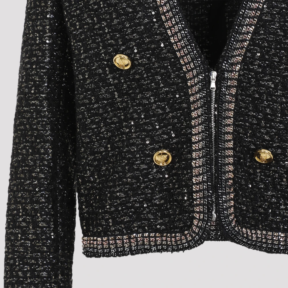 Giambattista Valli Zwart Zilver Boucle Jas Black Dames
