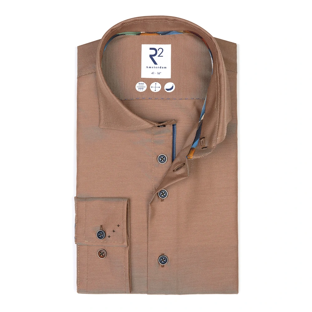 R2 Amsterdam Casual Overhemd Upgrade Brown Heren