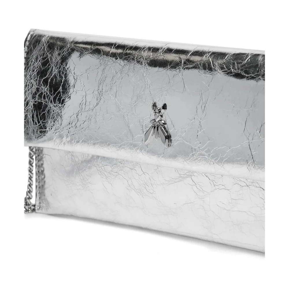 PATRIZIA PEPE Zilveren Clutch Tas met Metalen Details Gray Dames