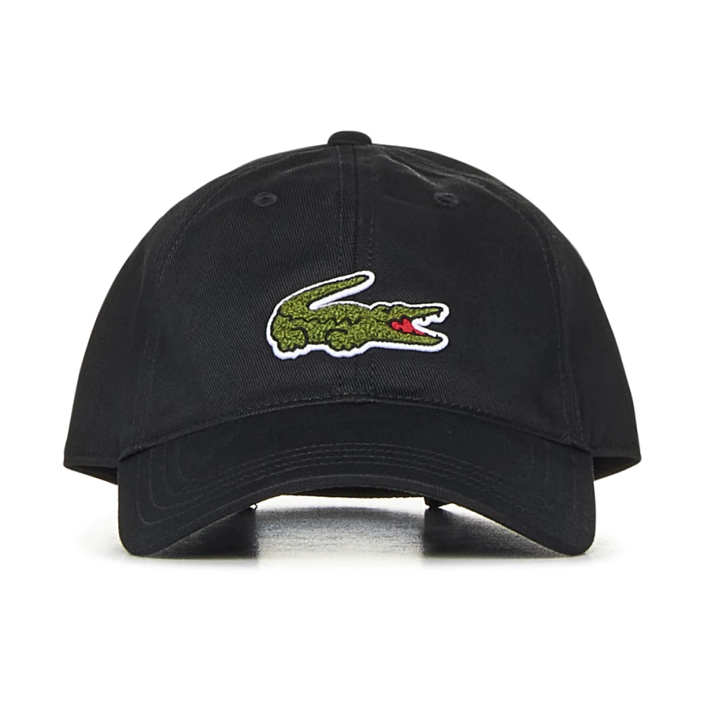 Lacoste Zwarte Katoenen Gebogen Rand Hoed Black Heren