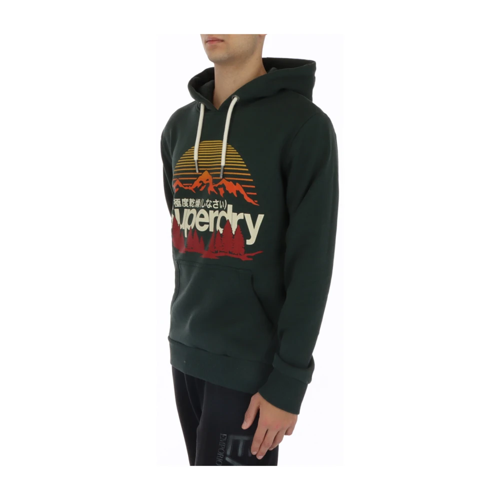 Superdry Bergprint Hoodie Groen Green Heren