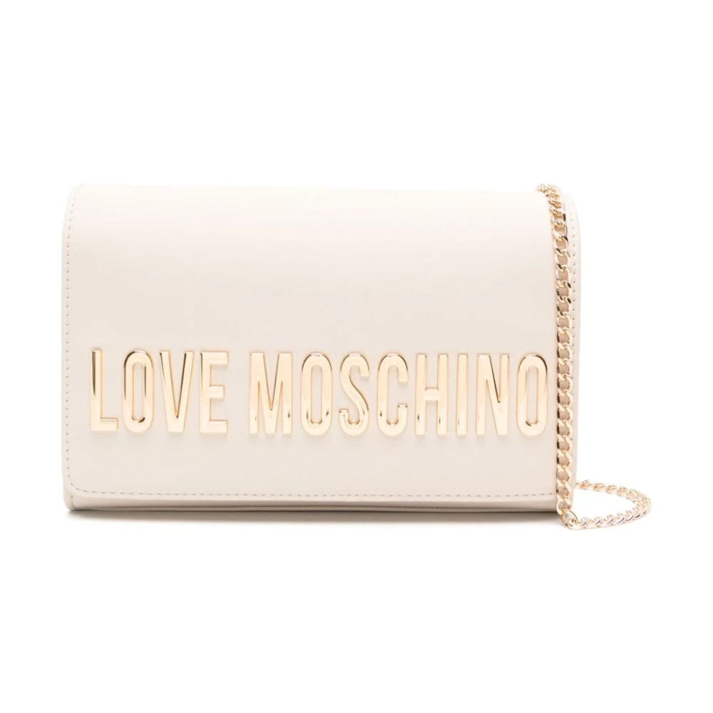 Love Moschino Ivory Logo Schoudertas met Ketting Beige Dames