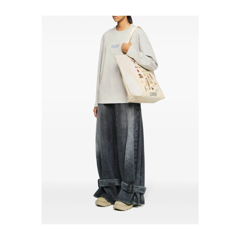 JW Anderson Tote Tas met Grafische Print in Wit White Dames