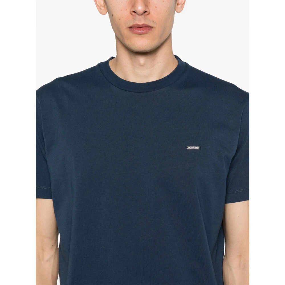 Dsquared2 Blauwe T-shirts en Polo's met Metalen Plaat Blue Heren