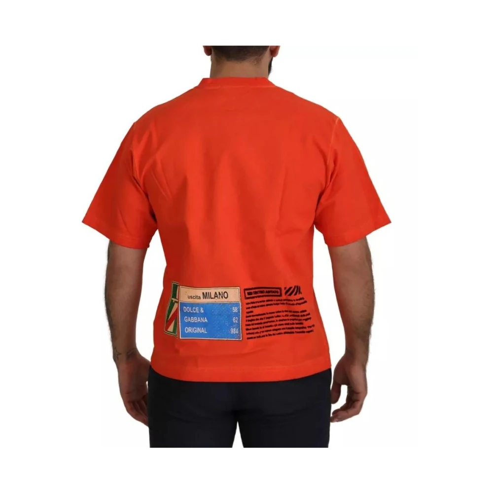 Dolce & Gabbana Oranje Logo Print Crewneck T-shirt Orange Heren
