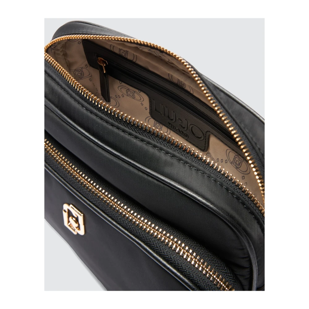Liu Jo Zwarte Nylon Schoudertas met Logo Black Dames